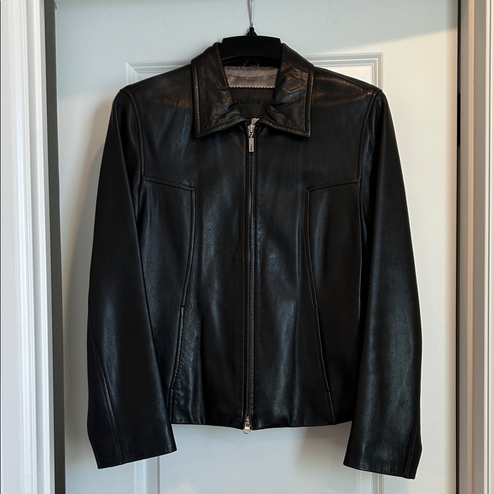 Guess Black Leather Jacket